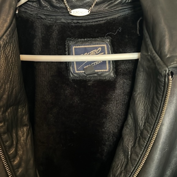 Euro Reaction super soft black belted lined leather jacket Lg - Picture 4 of 7